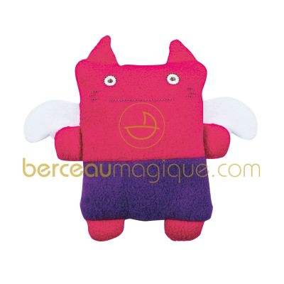 Peluche Chat Monstre en polaire fuschia / violet (20 cm) par Trousselier
