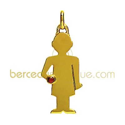 Pendentif petit tr�sor motif gar�on avec saphir rose (or jaune) par A.Augis