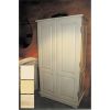 Armoire 2 portes Dominique finition : brut / naturel vernis / blanc pastel