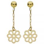 Boucles d'oreilles pendantes fleurs ajour�es (or jaune 750�) - Berceau magique bijoux