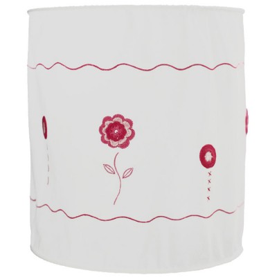 Suspension lampion en tissu fleurs en crochet roses