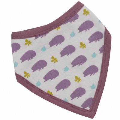 Bavoir bandana réversible hérissons violet
