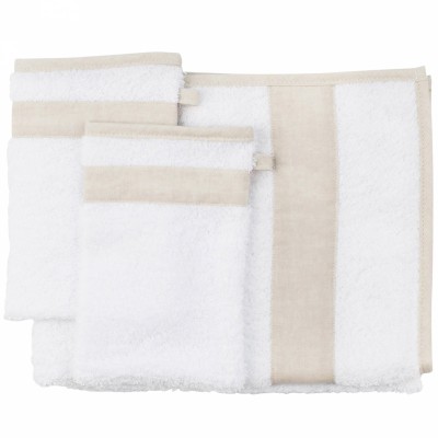 Set 1 serviette de bain et 2 gants de toilette sirène beige (50 x 90 cm)