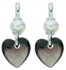 Boucles d'oreilles perle et c�ur en nacre (or blanc 750�)