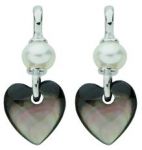 Boucles d'oreilles perle et coeur en nacre (or blanc 750�) - Berceau magique bijoux