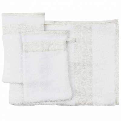 Set 1 serviette de bain et 2 gants de toilette grey birds (50 x 90 cm)