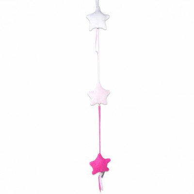Guirlande 3 etoiles cable uni fuchsia / rose / blanc