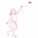 Sticker mural Louca et son papillon (120 x 62 cm) - Mimi'lou