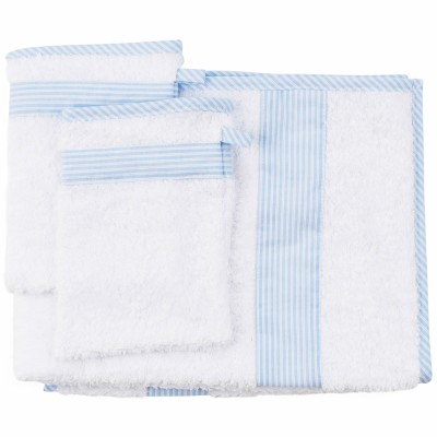 Set 1 serviette de bain et 2 gants de toilette blue stripe (50 x 90 cm)