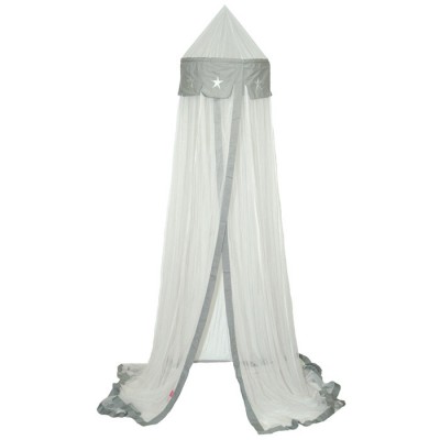 Ciel de lit etoile blanc / gris (275 cm)