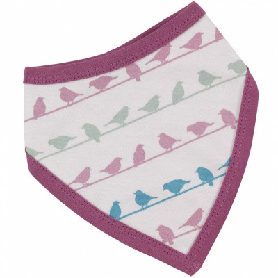 Bavoir bandana réversible oiseaux rose et violet (taille unique)