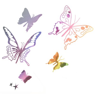 Stickers papillons shimmer argent (18 x 25 cm)