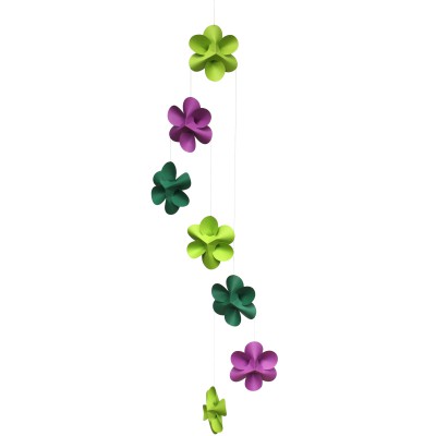 Mobile en papier fleurs vert et violet