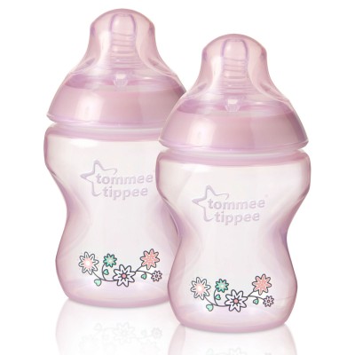 Lot de 2 biberons d�cor�s roses (260 ml) par Tommee Tippee