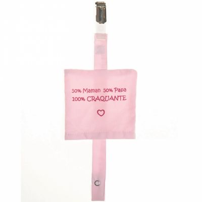 Attache-sucette coulissant 100% craquante rose   par  BB & Co
