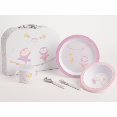 Coffret repas violette en melamine (5 pièces)