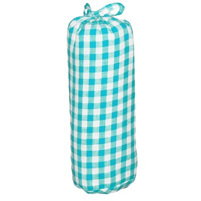 Drap housse gros carreaux turquoise (70 x 140 cm)