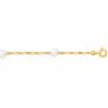 Bracelet maille gourmette altern�e et perle de culture (or jaune 750�)  