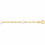 Bracelet maille gourmette altern�e et perle de culture (or jaune 750�)   - Berceau magique bijoux