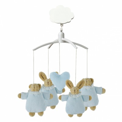 Mobile musical Lapin nid d'ange et ours bleu par Trousselier