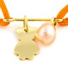 Bracelet cordon balan�oire nounours avec perle (or jaune ou blanc)