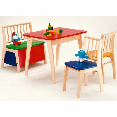 Ensemble table et chaises bambino multicolore (4 pièces)