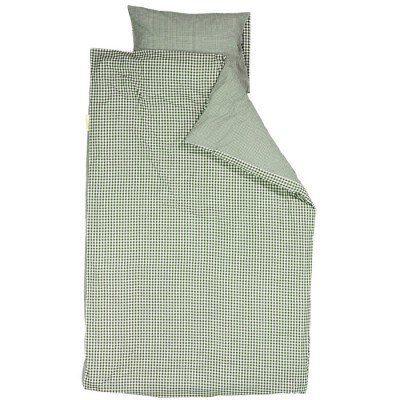 Housse de couette et taie d'oreiller vichy vert (100 x 135 cm)