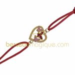 Bracelet cordon coeur papillons (or jaune) - A.Augis