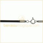 Collier cordon en coton noir (fermoir argent) - Berceau magique bijoux