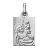 M�daille St Christophe rectangulaire satin�e (or blanc 375�)