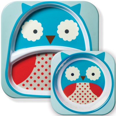 Ensemble assiette et bol zoo hibou