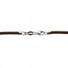 Collier cordon en cuir marron (fermoir argent)