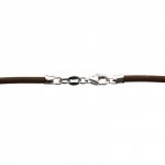 Collier cordon en cuir marron (fermoir argent) - Berceau magique bijoux
