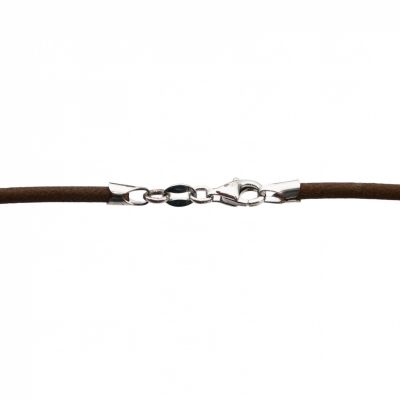 Collier cordon en cuir marron (fermoir argent) par Berceau magique bijoux