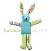 Lapin hochet bicolore turquoise / vert (20 cm)