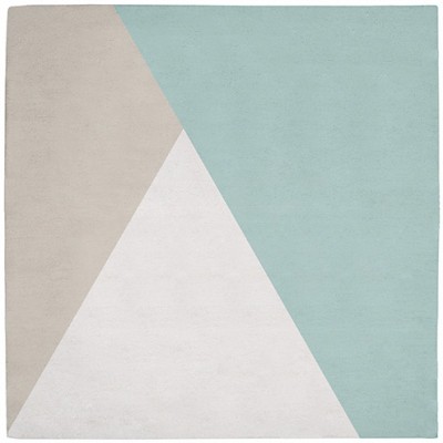 Tapis coton triangles gris et mint by claudia soria (150 x150 cm)