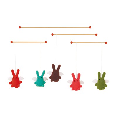 Mobile baguettes anges lapins par Trousselier