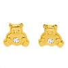 Boucles d'oreilles Ourson (or jaune et oxyde de zirconium)