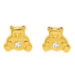 Boucles d'oreilles Ourson (or jaune et oxyde de zirconium) - Berceau magique bijoux