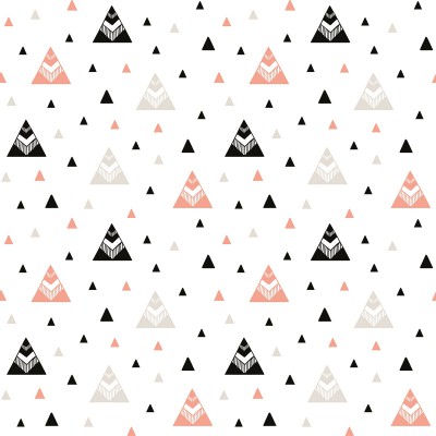 Papier peint géométrique montagne noire et corail by claudia soria (2,5 m)