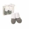 Chaussons de naissance ray�s gris