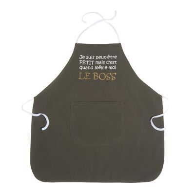 Tablier brod� ''C'est quand m�me moi le boss'' kaki par BB & Co