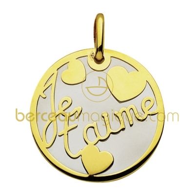 Pendentif je t'aime or jaune et acier   par  A.Augis