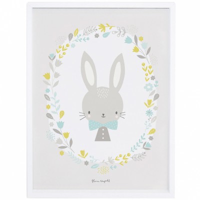 Poster encadré enfant lapins garçon sweet bunnies by flora waycott (30 x 40 cm)