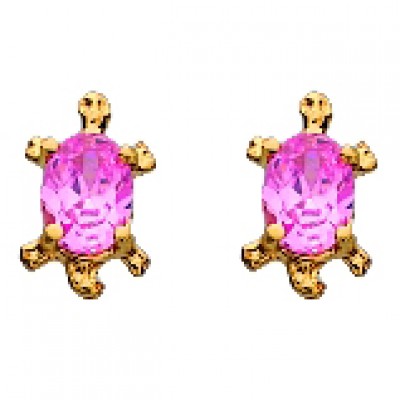 Boucles d'oreilles Tortue (or jaune et oxyde de zirconium)   par  Berceau magique bijoux
