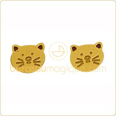 Boucles d'oreilles chat (Or jaune) par A.Augis