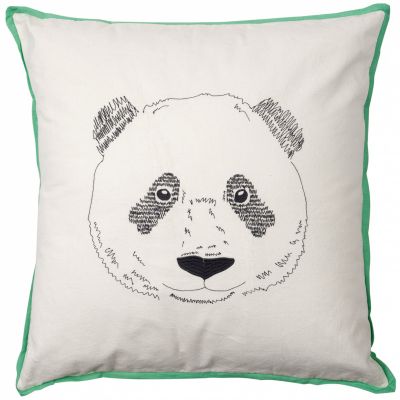 Coussin carré brodé tête de panda (50 x 50 cm)