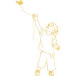Sticker mural Thibault et son papillon (140  x 80 cm) - Mimi'lou
