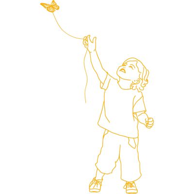 Sticker mural Thibault et son papillon (140  x 80 cm) par Mimi'lou