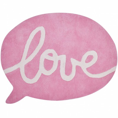 Tapis coton bulle rose love inspiring words by sophie cordier (90 x 65 cm)